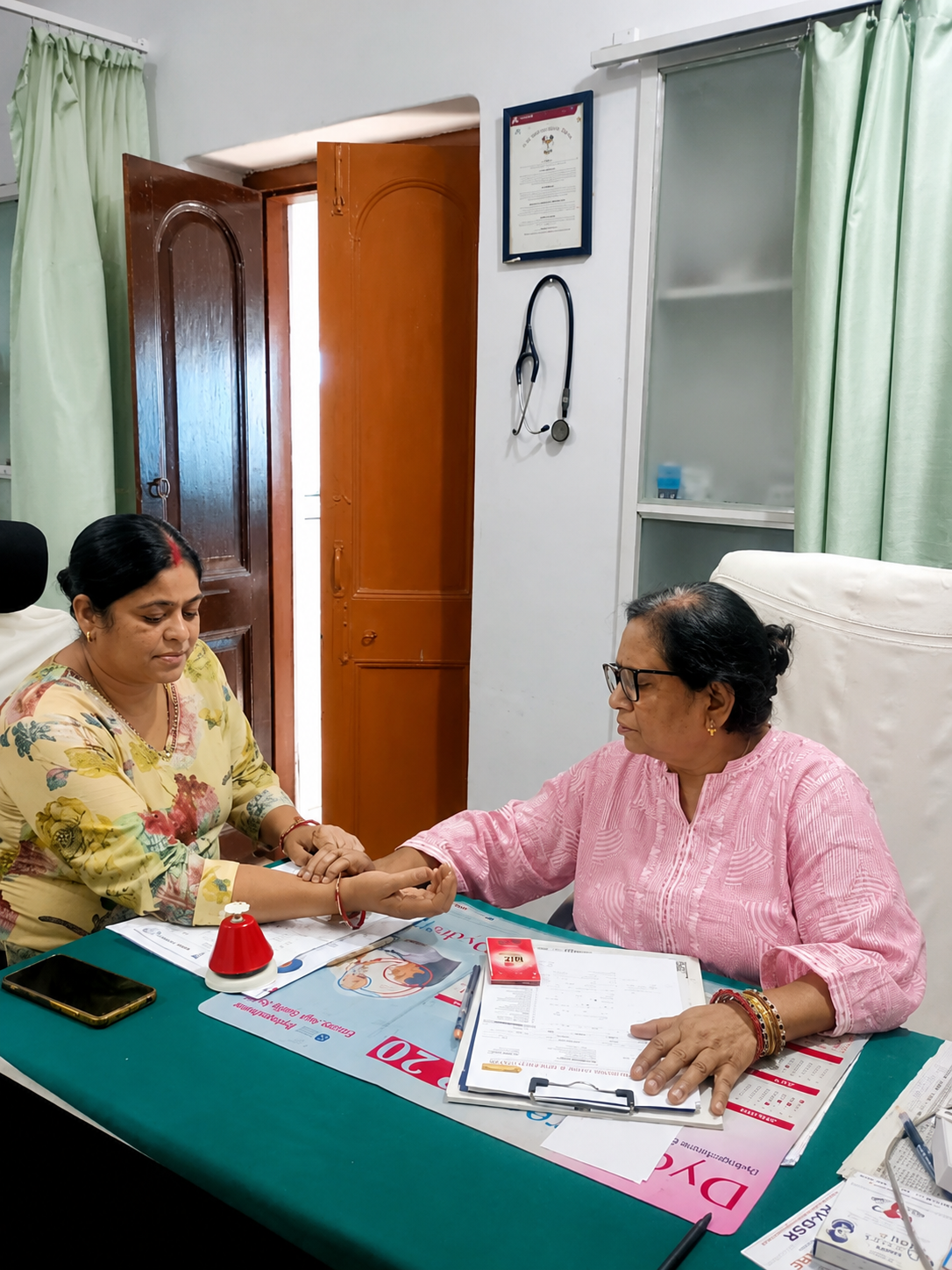 Doctor consulting a patient at Amrita Nursing Home